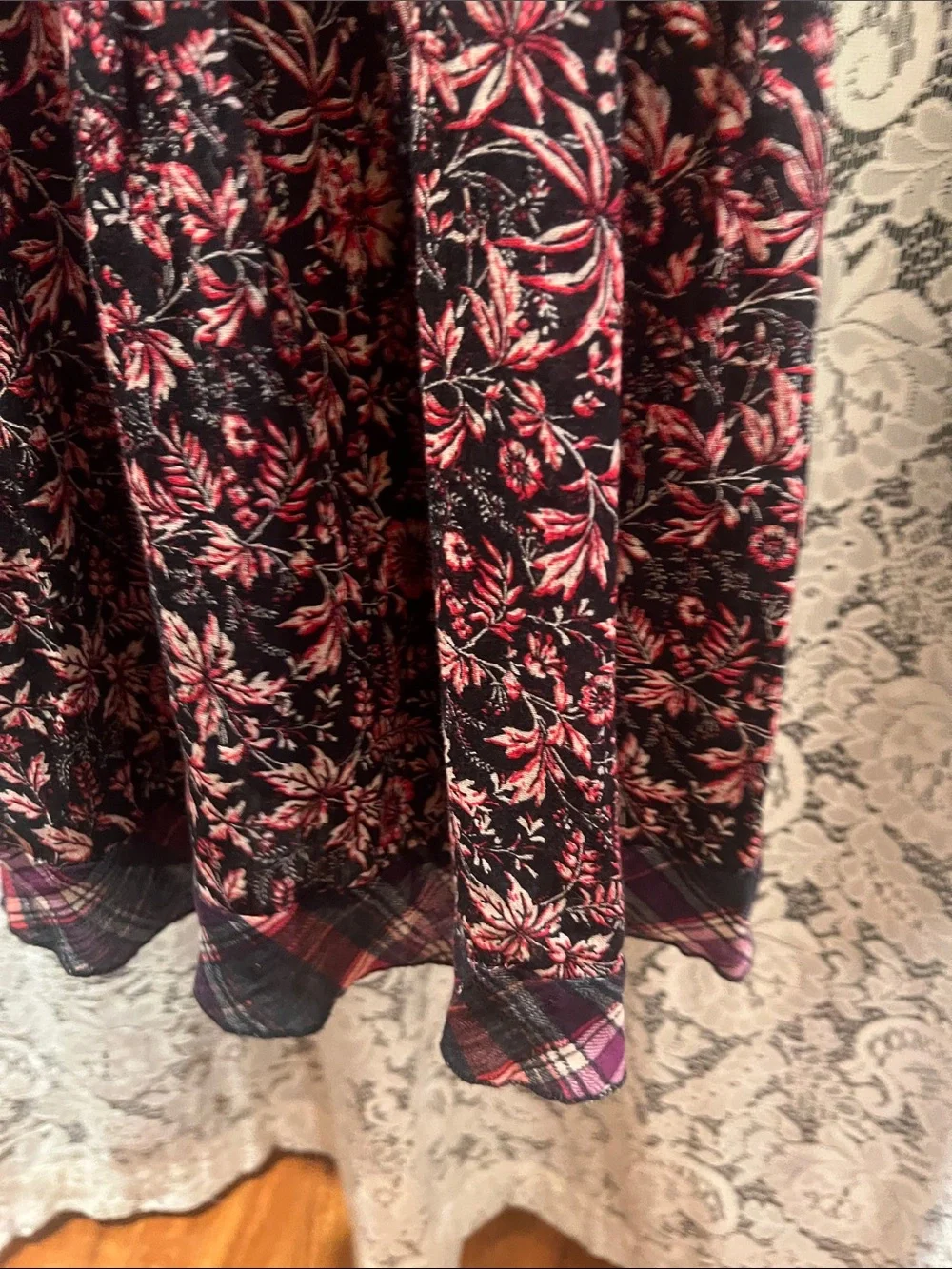 Free People One-Shoulder Floral Maxi Dress in Burgundy & Black Size Small